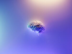 Image of a brain on a blue and purple background