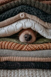 dog under blanket