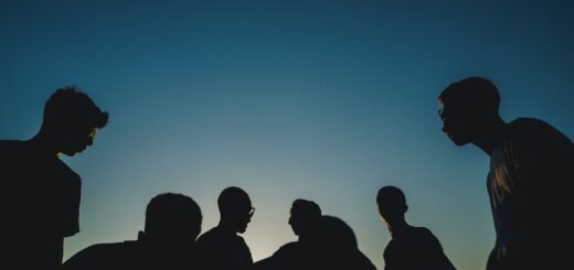 a picture of a group of people and all you can see is there silhouettes